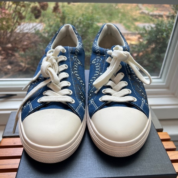 Tory Burch Navy Bandana Canvas Sneakers - Picture 3 of 7